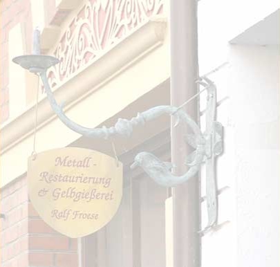 Aushängeschild der Metall-Restaurierrungswerkstatt von Ralf Froese in Wismar